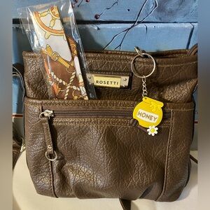 Rosetti Brown Crossbody Bag with Purse Scarf & Bag Charm
